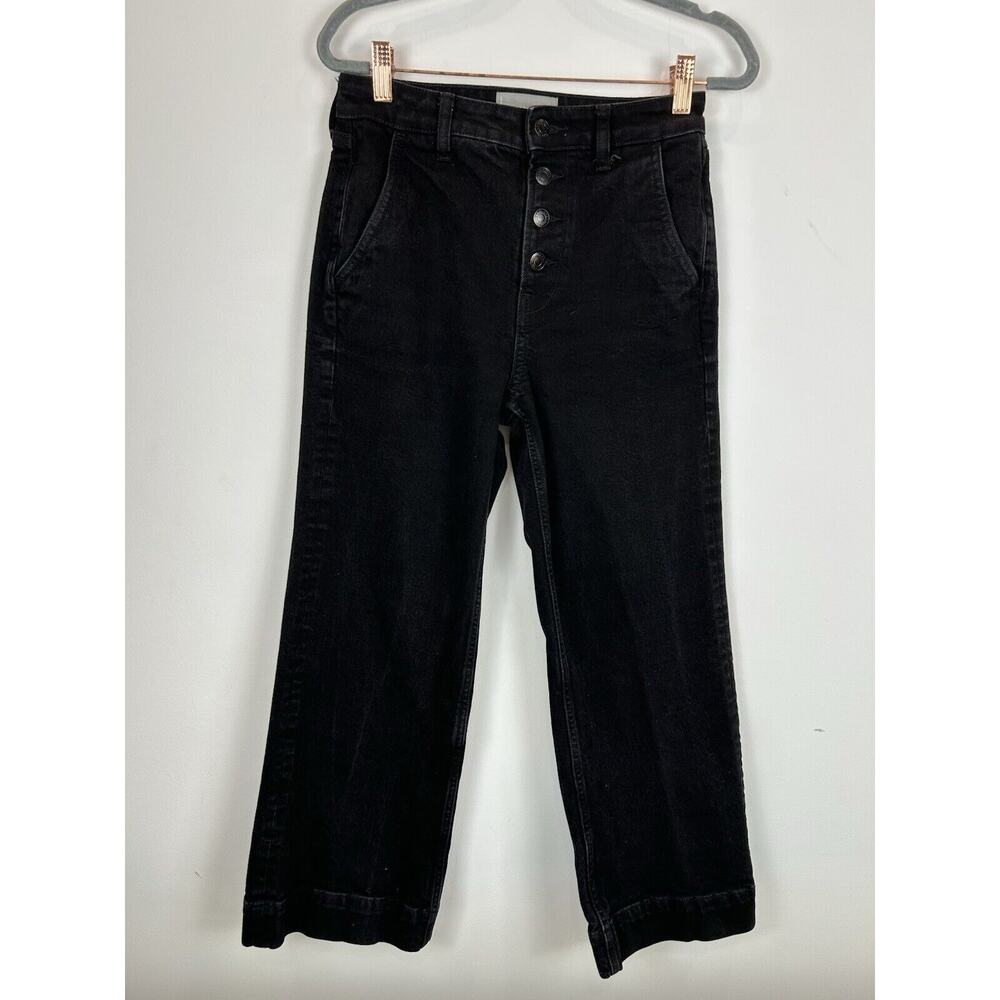 Everlane The Wide Leg‎ Jeans Button Fly High Rise Ankle Multi Denim, 27